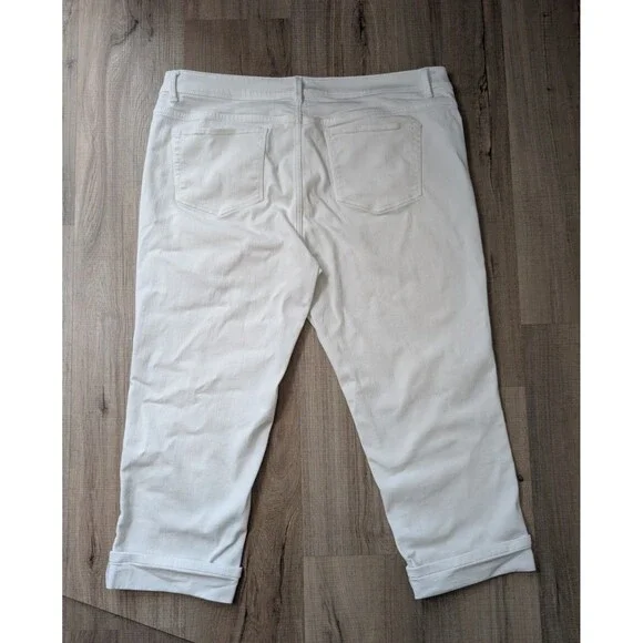 J Jill Denim Size 16 Authentic Fit Cropped White Stretch Jeans Cuffed Preppy - Picture 3 of 12